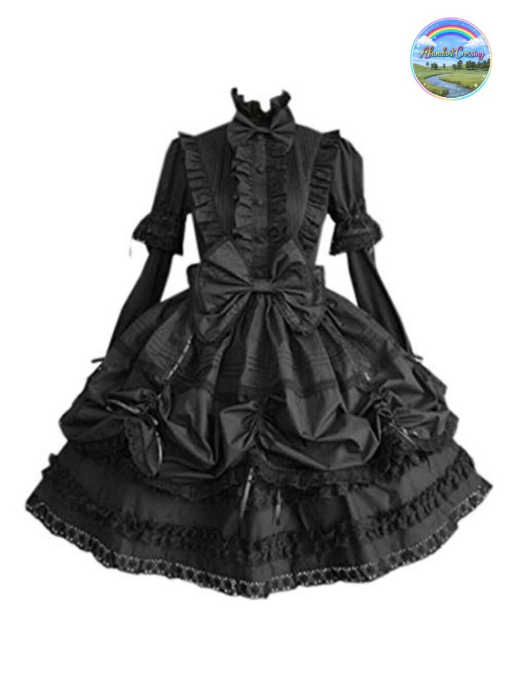 Gothic Lolita Cosplay Costume Dress Detachable Sleeve Multi Layer Halloween